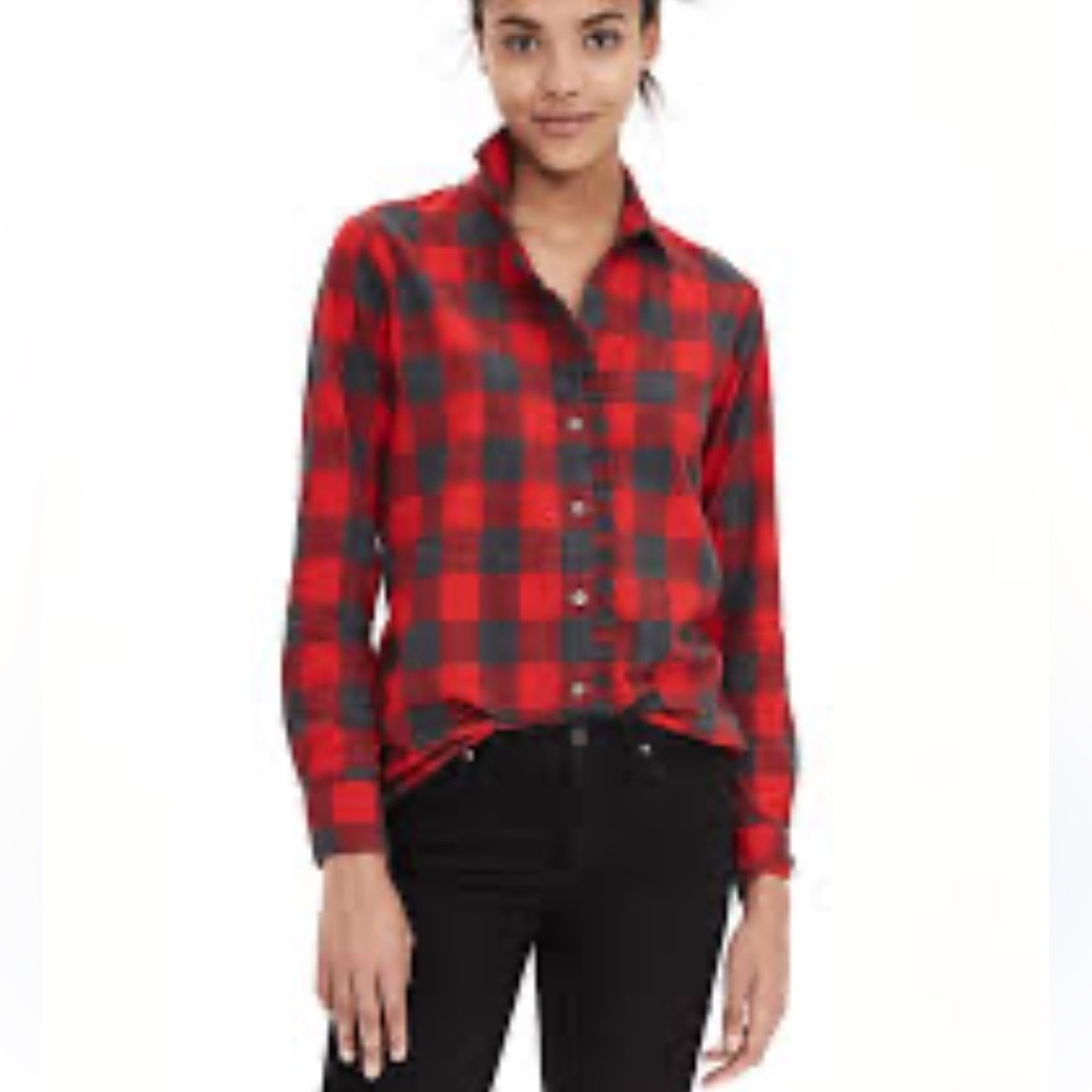 Banana Republic Dillon Shirt – Red & Charcoal Buffalo Check Flannel (Size S)